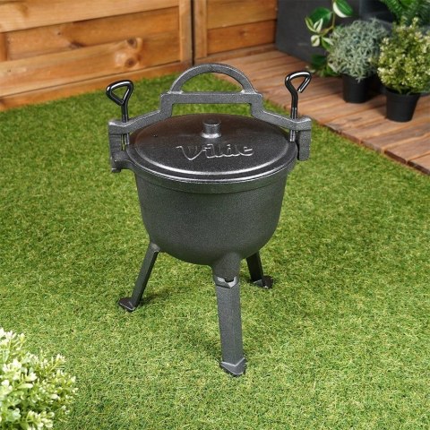 Kociołek Żeliwny Emaliowany na Nóżkach z Pokrywką Okrągły Solidny VILDE 4 l