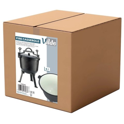 Kociołek Żeliwny Emaliowany na Nóżkach z Pokrywką Okrągły Solidny VILDE 4 l