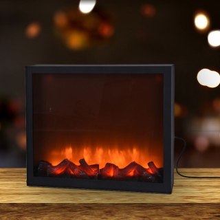 Kominek elektryczny led czarny metalowy 41x25 cm