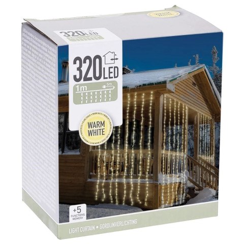 Kurtyna Girlanda Świetlna 320 LED Świąteczna Zewnętrzna Wewnętrzna VILDE 1m