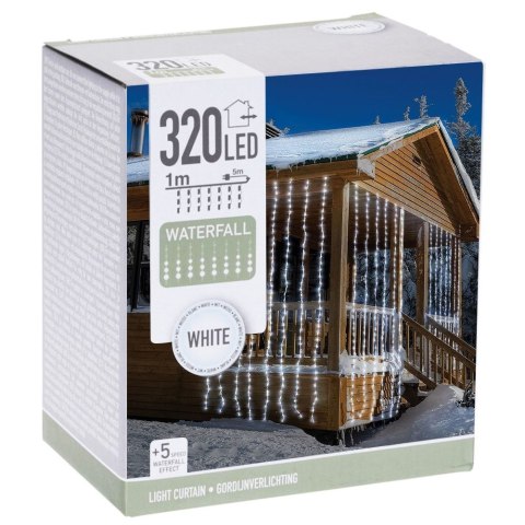 Kurtyna świetlna girlanda zewnętrzna lampki oświetlenie na balkon taras dom 320 LED 1 m