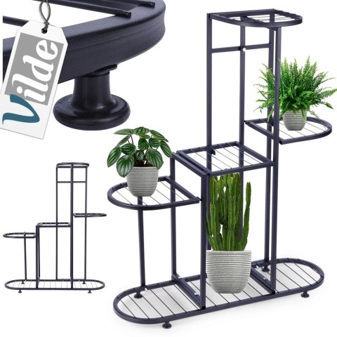 Kwietnik metalowy czarny 5-poziomowy 84,5 cm