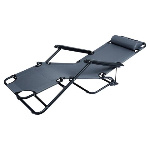 Leżak Ogrodowy Plażowy Składany z Zagłówkiem Poduszką Metalowy VILDE 110 Kg