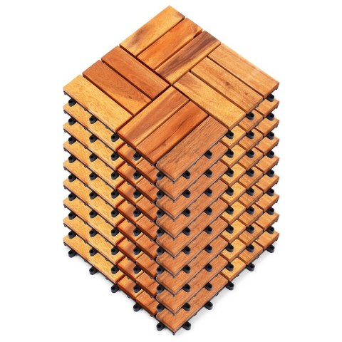 Płytki Tarasowe Drewniane Akacja Wodoodporne PROGARDEN 30 x 30 cm 9 szt.