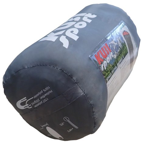 Śpiwór Turystyczny Kempingowy Lekki Mumia Solidny Szary KUBISPORT 210 cm