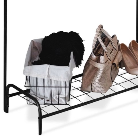 Wieszak Podłogowy Stojący na Ubrania Metalowy Pojemny Czarny VILDE 147 cm