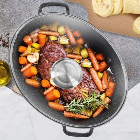 Brytfanna Gęsiarka ORION Granitowa Owalna 12 L na Indukcję do Zmywarki