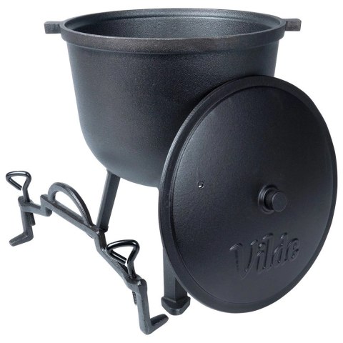 Kociołek Żeliwny Pojemny na Nóżkach z Pokrywką na Ognisko Grill CAST LINE 10 l