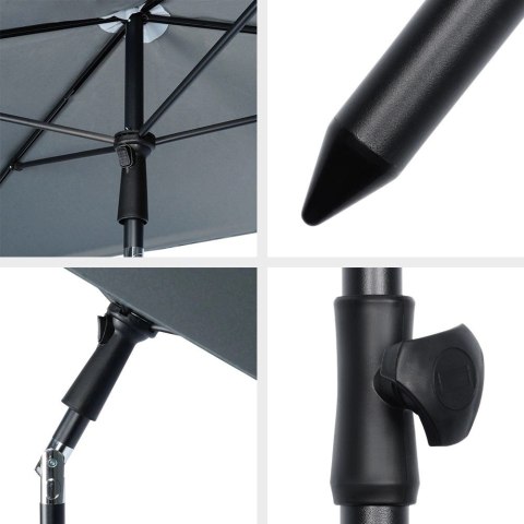 Parasol ogrodowy szary regulowany 125x200 cm