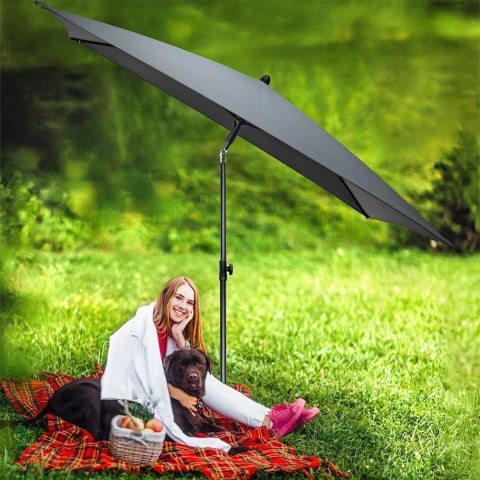 Parasol ogrodowy szary regulowany 125x200 cm