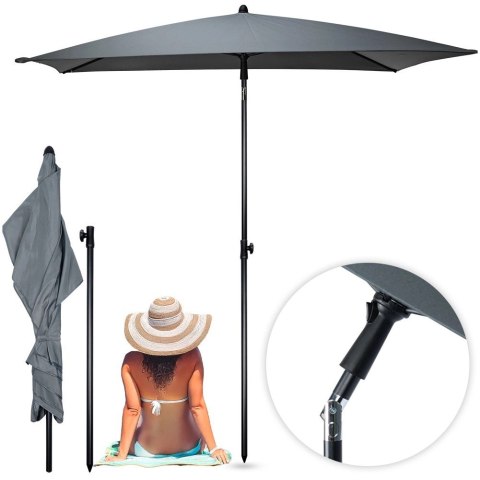 Parasol ogrodowy szary regulowany 125x200 cm