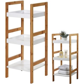 Regał Łazienkowy Bambusowy 3 Poziomy 30 x 30 x 72 cm Biały BS