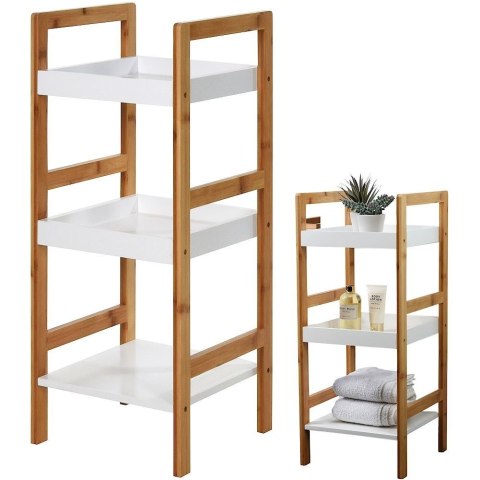 Regał Łazienkowy Bambusowy 3 Poziomy 30 x 30 x 72 cm Biały BS