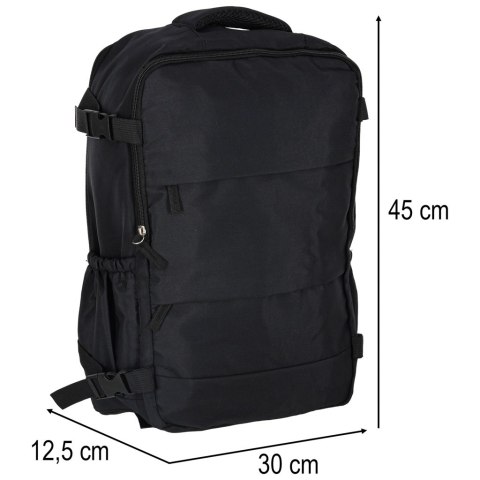 Plecak turystyczny kabinowy podróżny bagaż podręczny czarny 45x30 cm