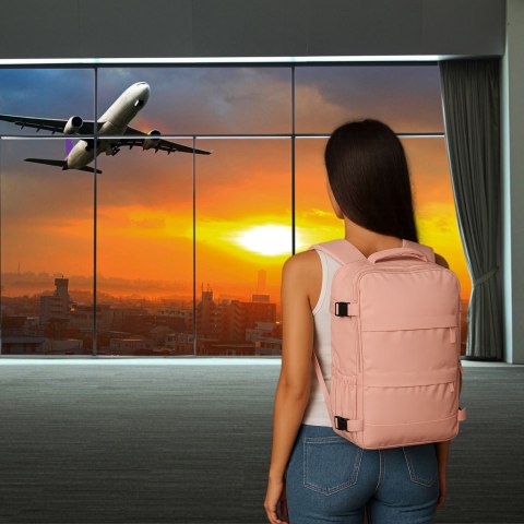 Plecak turystyczny kabinowy podróżny bagaż podręczny różowy 45x30 cm