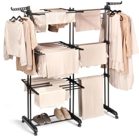 Suszarka na Pranie Pionowa Rozsuwana Regulowana Czarna ORION 130x64x172 cm