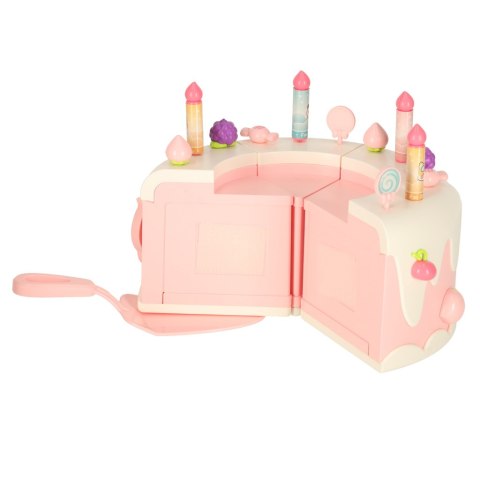 Tort urodzinowy piętrowy do krojenia na rzepy muzyka światła kuchnia 16 elementów różowy