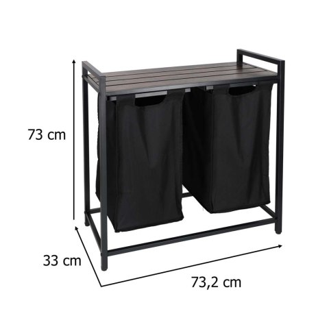 Kosz na pranie bieliznę 2 komory z półką blatem pojemnik loft 80l