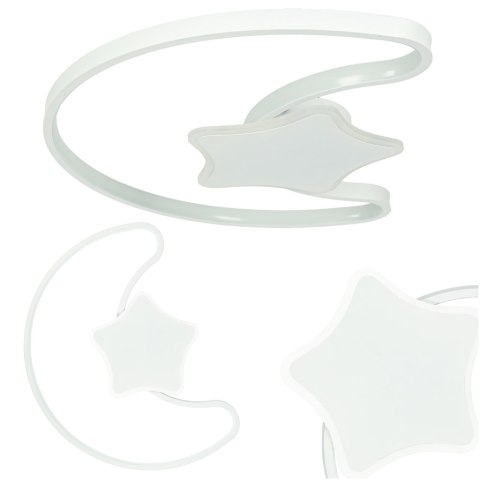 Lampa LED sufitowa plafon do pokoju dziecięcego ściemniana + pilot księżyc biała